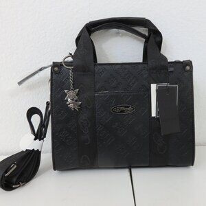 Ed Hardy Black Embossed Tote Crossbody Bag